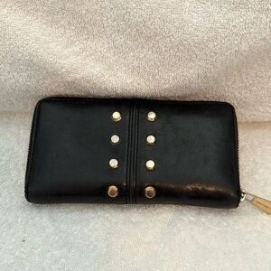 Michael Kors Black Leather Gold Studded Wallet